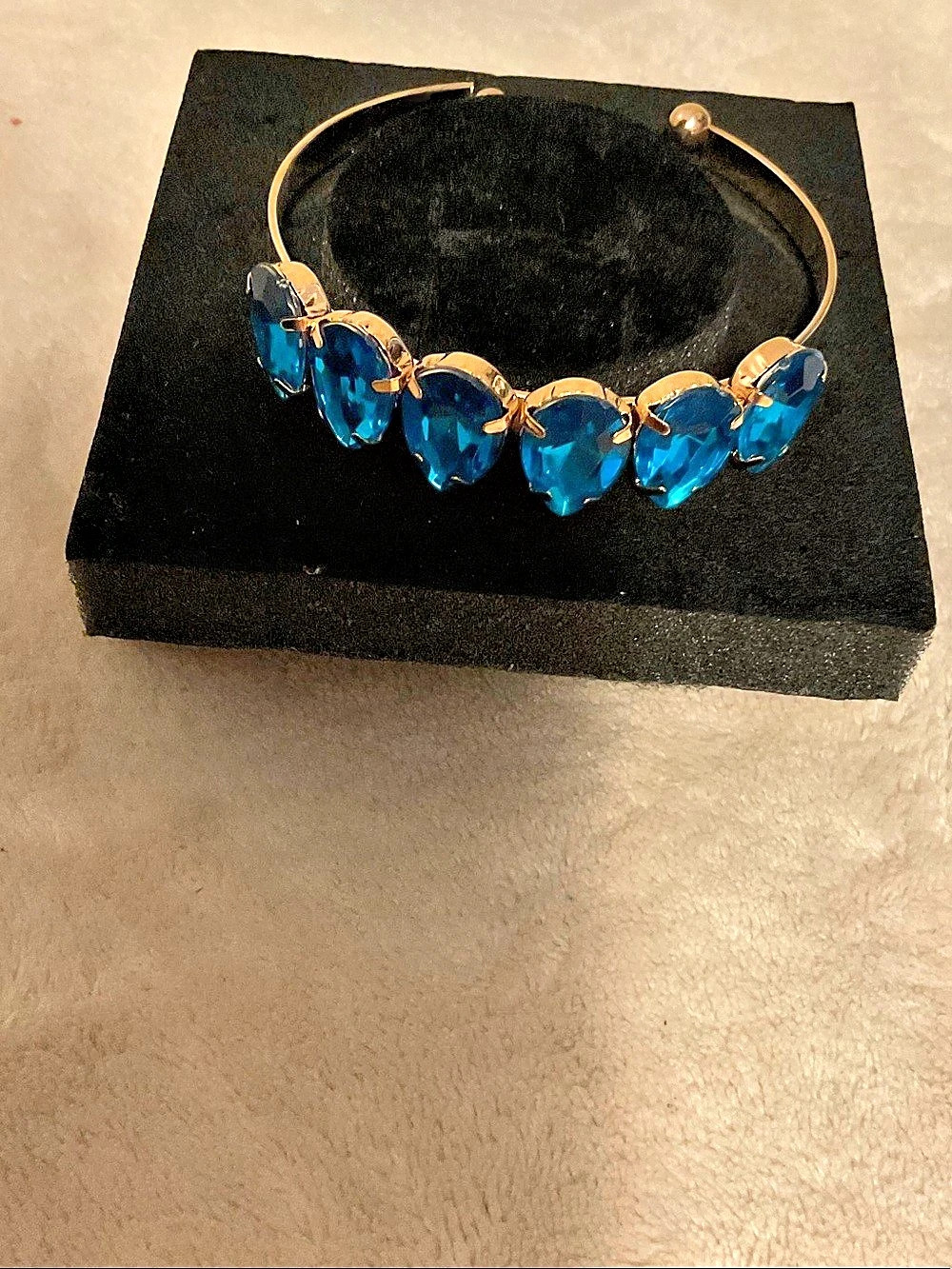 Blue Crystal Open Cuff Bracelet Like New